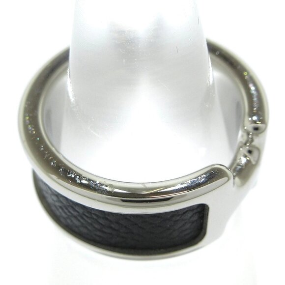 Auth HERMES Oramping PM - Silver Black Hardware Leather Ring #6 - Picture 4 of 7